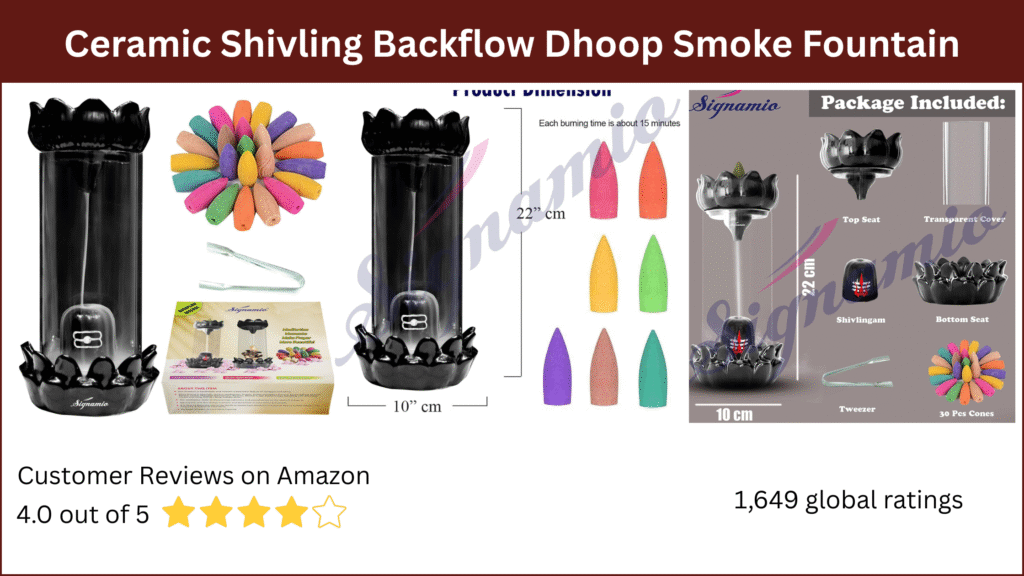 Ceramic Shivling Backflow Dhoop Smoke Fountain