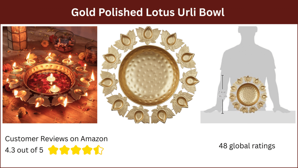 Gold Polished Lotus Urli Bowl