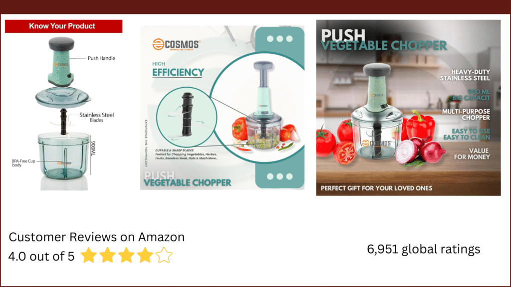 Manual Hand-Press Food Chopper