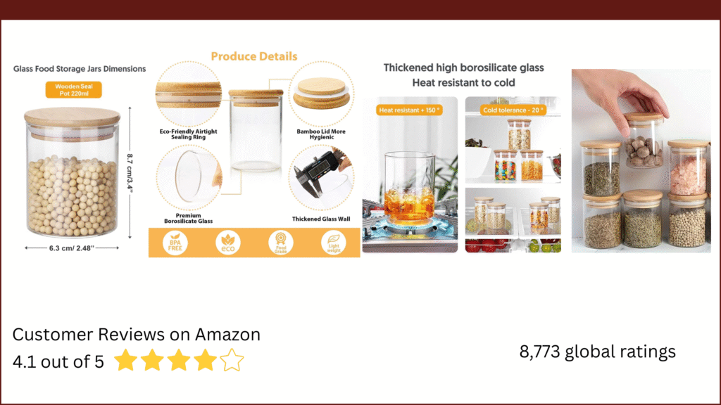 Glass Containers With Wooden Lid For Kitchen