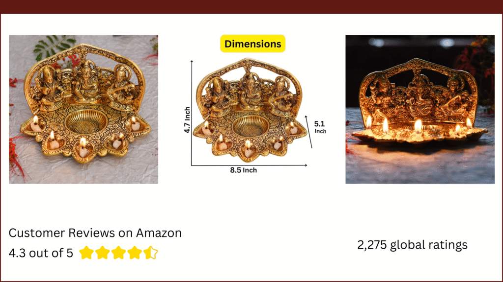 Laxmi Ganesh Saraswati Idol Diya Oil Lamp Deepak