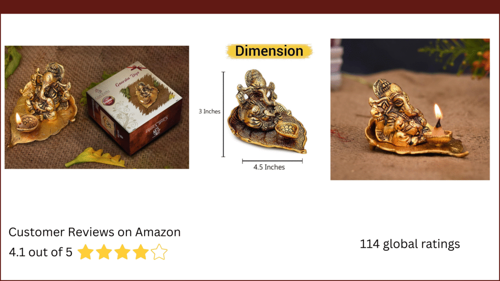 Metal Ganesha on Leaf Idol