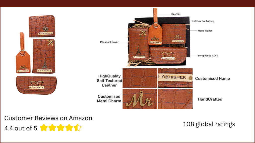 Personalized Name & Charm Self-Textured Leather Wallet