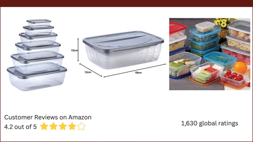Rectangular Plastic Food Storage Container with Air-Tight Lid for Kitchen and Fridge