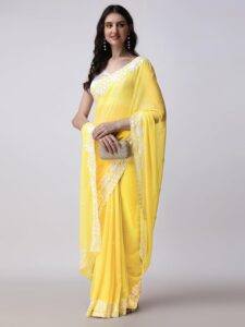 saree haldi look