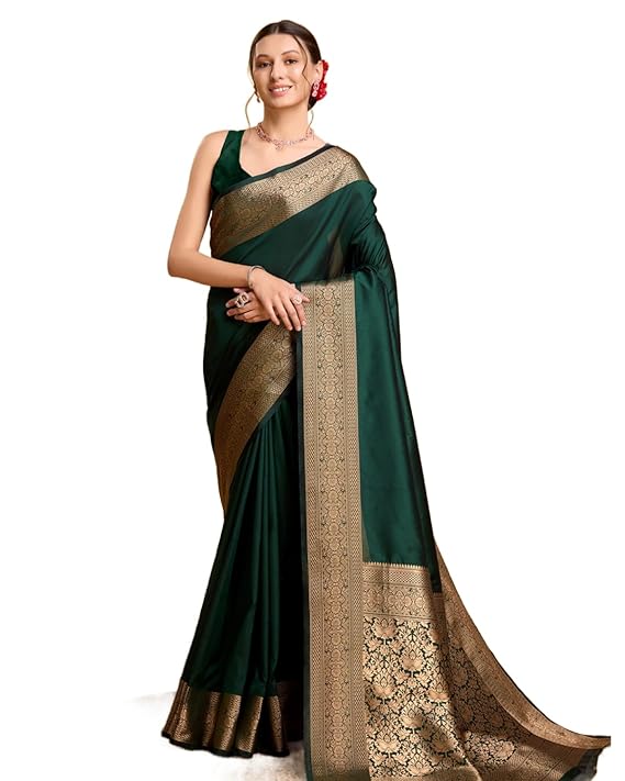 emerald green saree