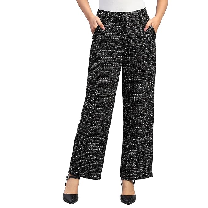Straight Fit Tweed Trousers